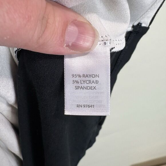 J Jill Wearever Colorblock Dress Womens 2X Split Front Trapeze Swing White Black - Picture 6 of 7